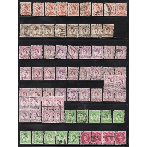 147 - UK GB 700+ used Wilding Definitive stamps, pre-decimal inc pairs and a few of blocks of 4 and a very... 