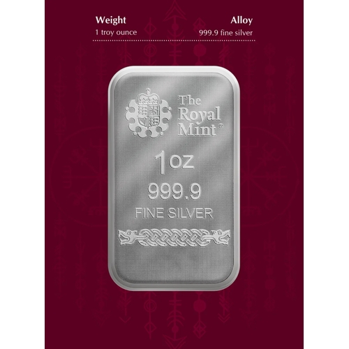 150 - Odin Norse Gods silver bullion bar by The Royal Mint Germania collaboration 2024 fine mint 999.9