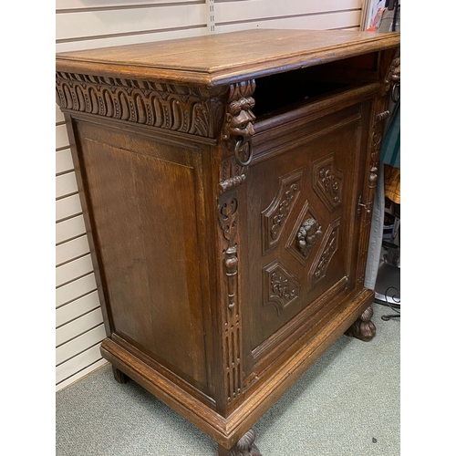 20 - Antique Edwardian buffet French oak server hall cupboard, BUYER TO COLLECT from PWLLHELI Gwynedd