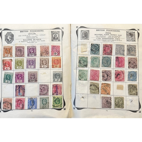 151 - Antique Stanley Gibbons Improved stamp Album from 1916 including QV, KE, KG GB and Commonwealth stam... 