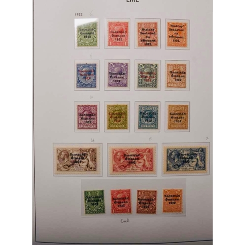 3 - IRELAND two sets of 1922 overprinted Seahorse  mint stamps and other sets on two Eire album pages