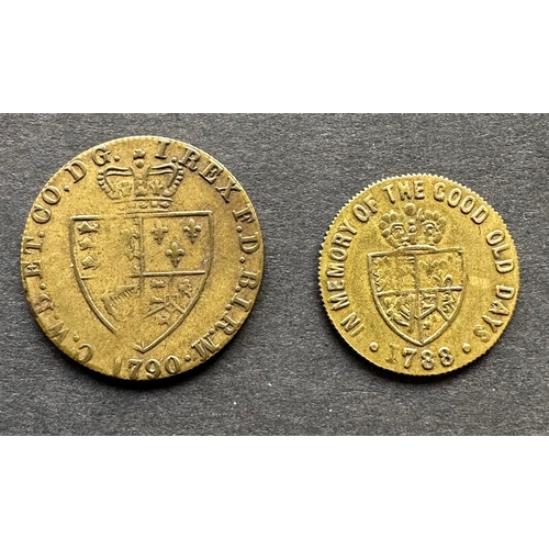 two GB George IV tokens ( 'coins' ) 1788 and 1790