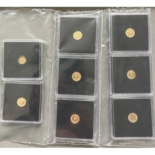 30 - 8 x Diana Portraits of a Princess Solid gold coins in original cases and packaging 4g UNC