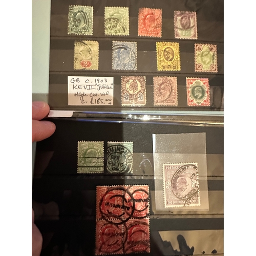 35 - GB KEVII early used stamps selection inc block of 4 and 2 shillings 6 pence