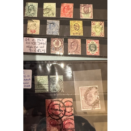 35 - GB KEVII early used stamps selection inc block of 4 and 2 shillings 6 pence