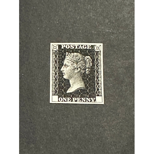 82 - GB QV 1840 Penny Black stamp mint REPRODUCTION ( copy ) having 4 clear margins