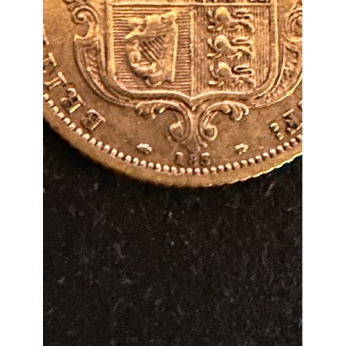 2 - 1873 QV young head, shield back sovereign 4g, die 185, GF grade