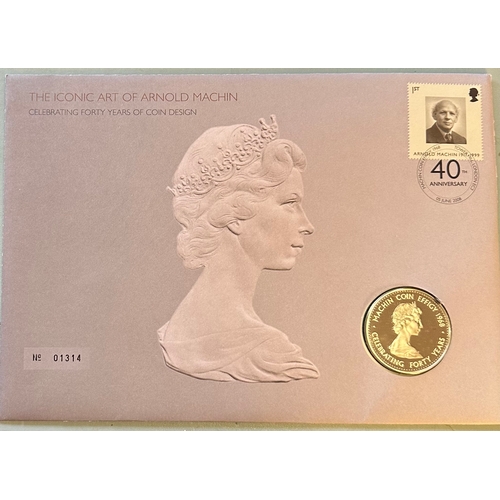 997 - Arnold MACHIN 40th year of Coin Effigy 1968-2008 commemorative coin / medal cover FDC