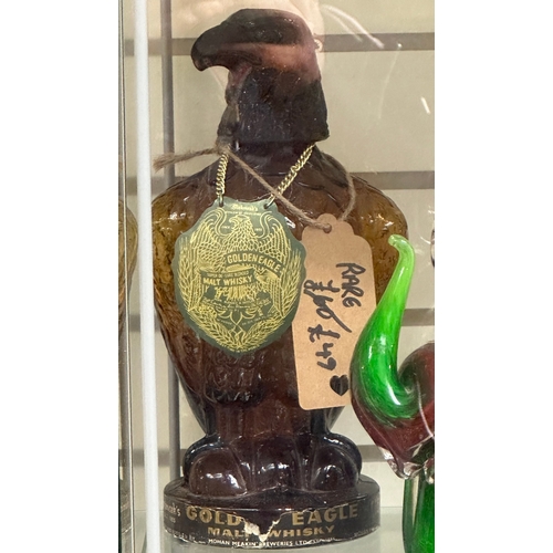 224 - Golden Eagle malt whisky bottle ( empty ) glass.