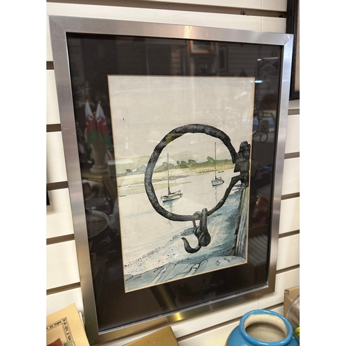 272 - framed PORTMADOG harbour scene, named artist