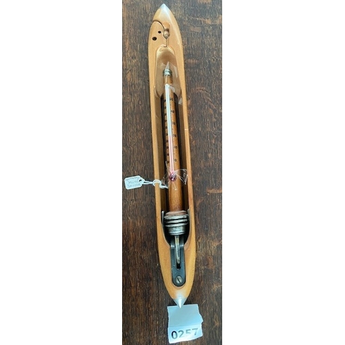 303 - Weaving loom shuttle thermometer 38cm x 4cm x 3cm, Henry Mills & Sons, Bury, Manchester