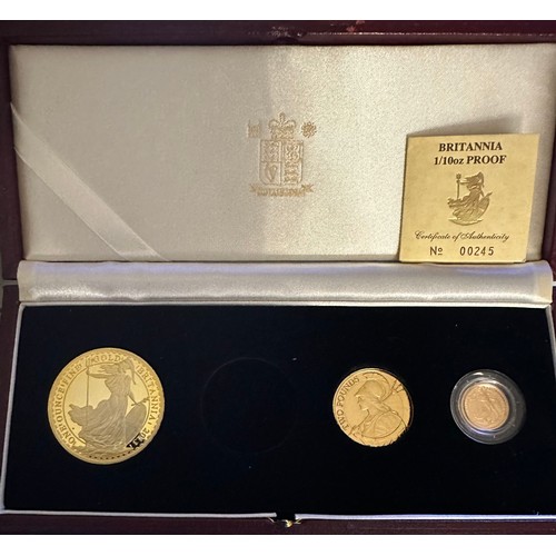 1046 - Royal Mint Britannia coins case including 1/10 fine gold coin from 1987 with COA