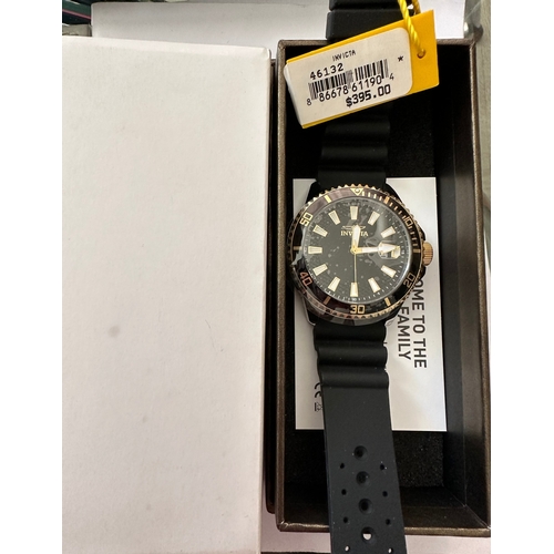 308 - INVICTA mens / unisex watch, black face and silicon strap with tag Retail $395