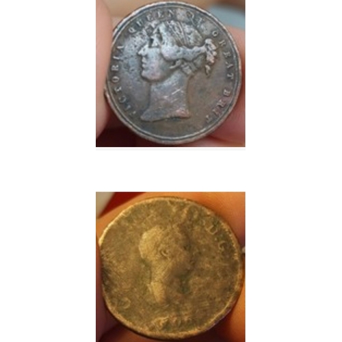 365 - Three old antique 18th - 19th century coins KGII 1730 and 1750, KGIII 1806 together with a 1837 Quee... 