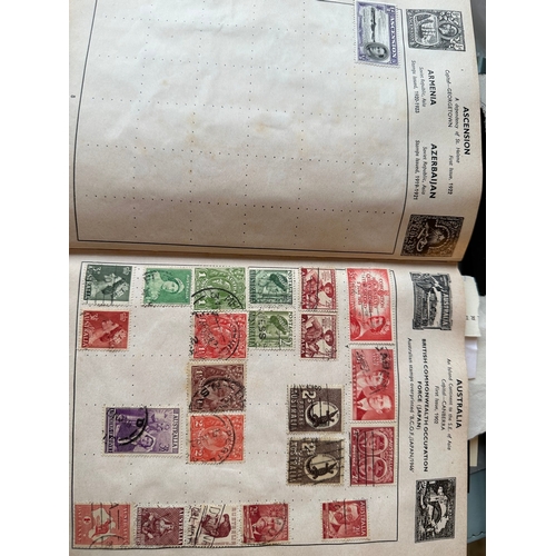 454 - IMPROVED vintage stamp album by Stanley Gibbons with colour world maps, GB (QV onwards), commonwealt... 
