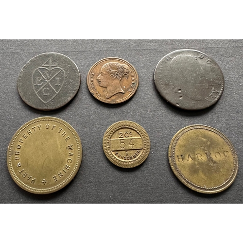 127 - Six antique / interesting old tokens ( 'coins' ) inc 1837 Victorian 