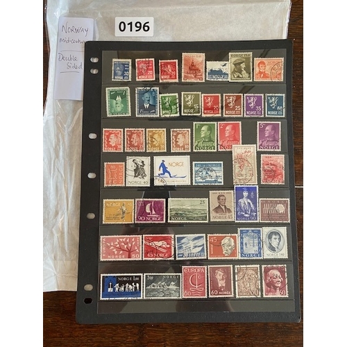 197 - NORWAY used stamp selection on 2 sides of Hanger page. Norge stamps assortment