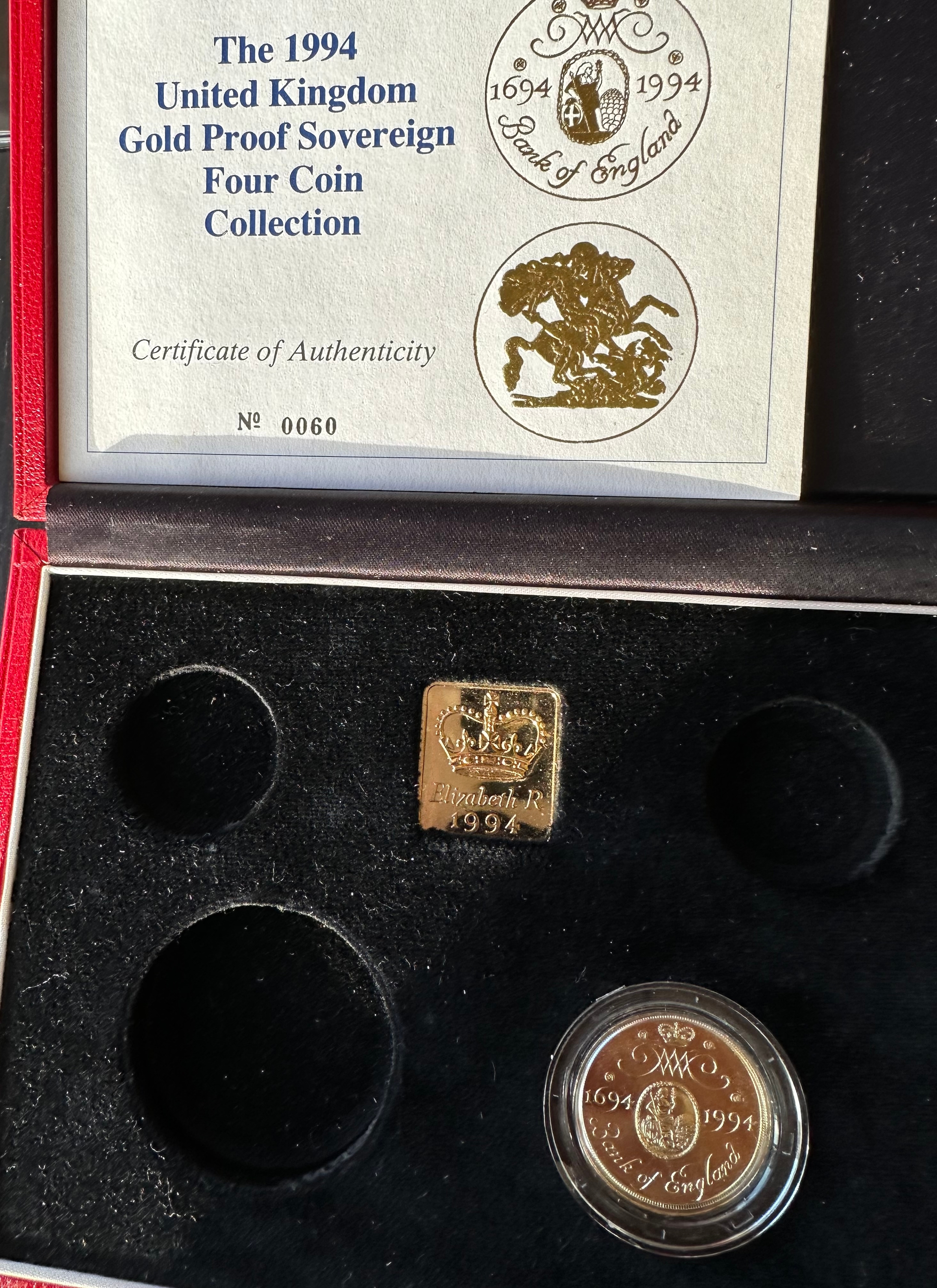 early numbered / issued COA 1994 £2 Bank of England with Gold proof ...
