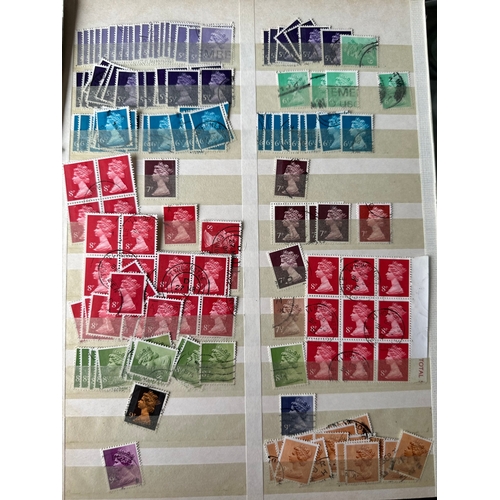 505 - UK GB QE2 Machins stamps on stamp dealer stockleaves including blocks and high values