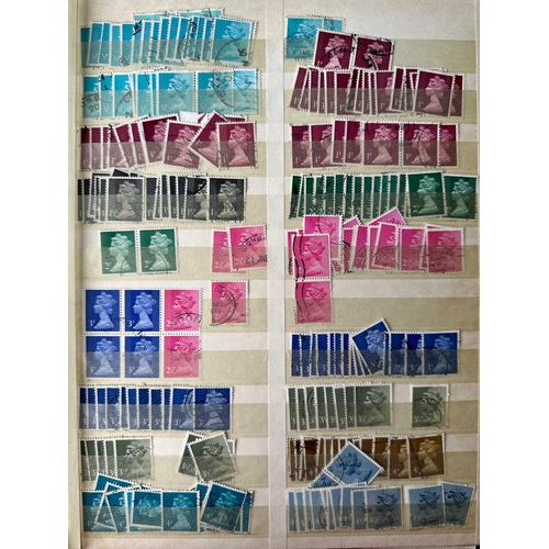 505 - UK GB QE2 Machins stamps on stamp dealer stockleaves including blocks and high values