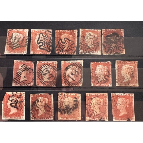 514 - GB QV Penny red stars Imperforate stamps on stockcard