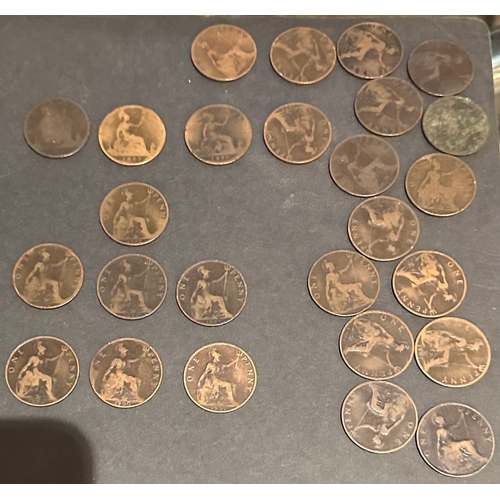 632 - GB QV one penny coins x 26 includes 1861, 1885, 1890, 1895. 1896 through to 1901 plus duplicated