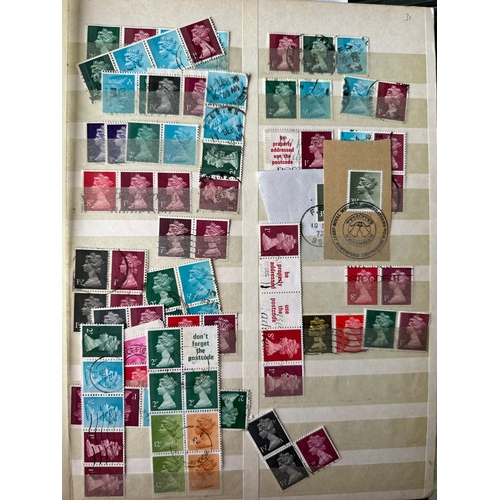 505 - UK GB QE2 Machins stamps on stamp dealer stockleaves including blocks and high values