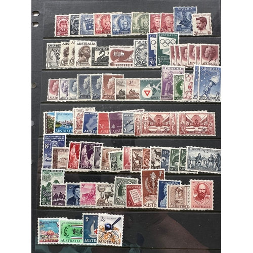 818 - Large selection of mint commonwealth Australian stamps on 2 Hagner sheets (3 sides), duplication, hi... 