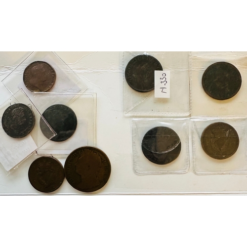 881 - HIBERNIA GEORGE I Woods half penny coins (2) 1723 plus 7 others including GEORGE III to GEORGE IV ea... 