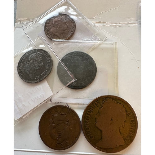 881 - HIBERNIA GEORGE I Woods half penny coins (2) 1723 plus 7 others including GEORGE III to GEORGE IV ea... 