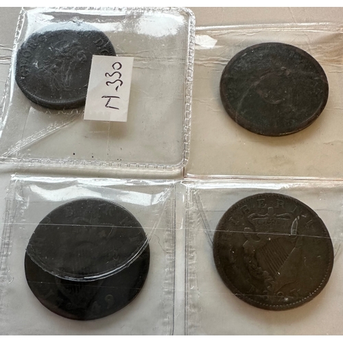 881 - HIBERNIA GEORGE I Woods half penny coins (2) 1723 plus 7 others including GEORGE III to GEORGE IV ea... 