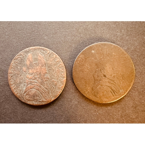 884 - rare 1789 Cronebane Associated Irish Mining Company half penny coin / token and 1790's Wiclow, Eire ... 