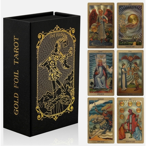 919 - TAROT CARDS pack of 78 gold foil cards and guide book, for entertainment / games