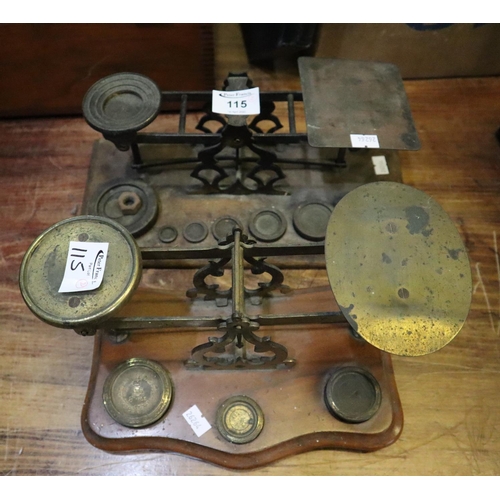 115 - Two sets of 19th Century brass postal scales with fitted weights to their bases. (2)
(B.P. 24% incl.... 