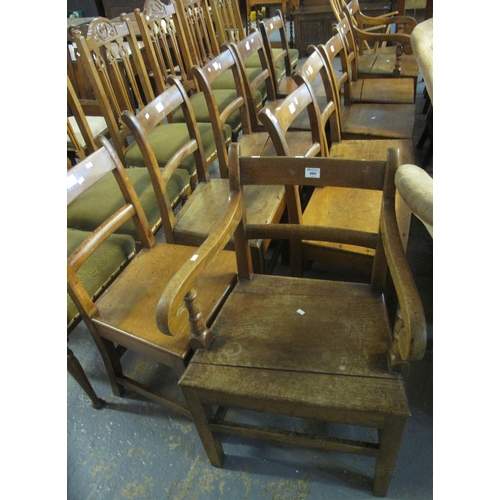 460 - Collection of 19th Century oak bar back kitchen farmhouse chairs, to include two open arm carvers. (... 