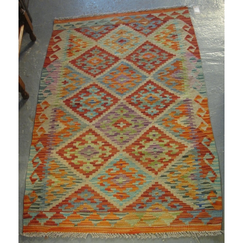 490 - Chobi Kelim geometric multi-coloured lozenge design runner. 126 x 82cm approx. 
(B.P. 24% incl. VAT)