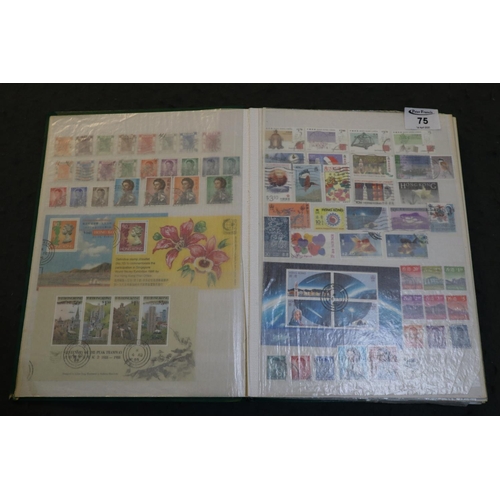 75 - British Commonwealth used stamp selection in green stockbook. Good range of countries including; Hon... 