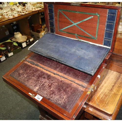 106 - 19th Century mahogany brass bound three section writing slope. 
(B.P. 24% incl. VAT)