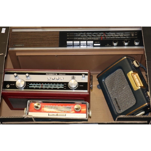 113 - Collection of vintage radios to include; Roberts R900, Grundig, Tuna?, ???Meister transistor radio a... 