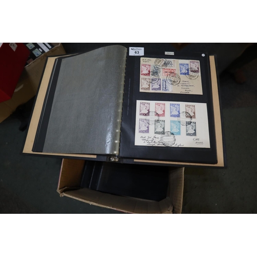 63 - Foreign stamp collection in four black albums. Wide range of countries, mint and used. 100s
(B.P. 24... 