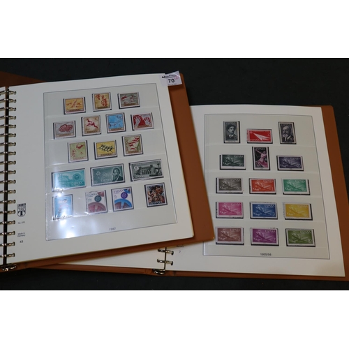 70 - Spain collection of mint and used stamps in three Lindner boxed printed albums 1955 to 1986 period w... 