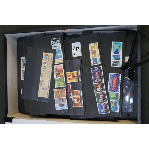 72 - British Commonwealth mostly mint selection of stamps on Hagner pages and black cards in box file. 10... 