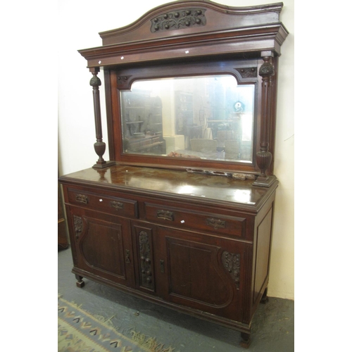 477 - Edwardian mahogany mirror back carved sideboard. 
(B.P. 21% + VAT)