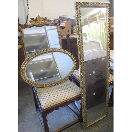 524 - Three modern gilt framed mirrors, varying forms. 
(B.P. 21% + VAT)