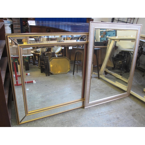 525 - Large gilt framed and bevel plate mirror with beaded decoration, together with a modern rectangular ... 