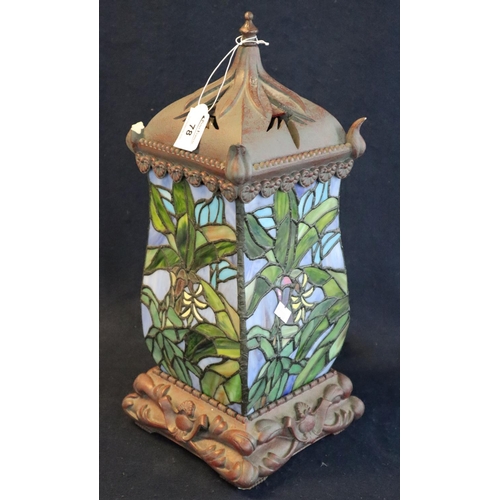 78 - Modern Tiffany style baluster lantern shaped table lamp with leaded floral panels. 
(B.P. 21% + VAT)