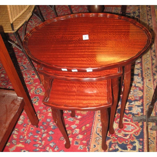 516 - Reproduction mahogany nest of three tables with pie crust top.
(B.P. 21% + VAT)