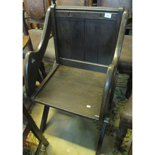 527 - Early 20th Century oak gothic design open armchair, probably from a church or chapel. 
(B.P. 21% + V... 