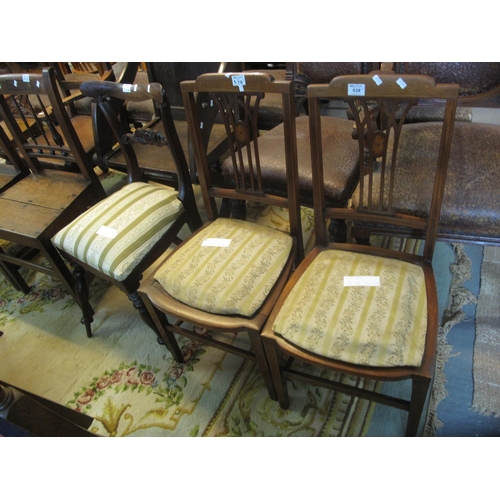 528 - Pair of Edwardian mahogany inlaid bedroom chairs, together with a 19th Century rosewood dining chair... 