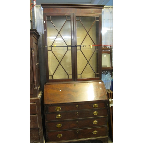 532 - 19th Century mahogany two staged astragal glazed bureau bookcase with adjustable shelves. 
(B.P. 21%... 